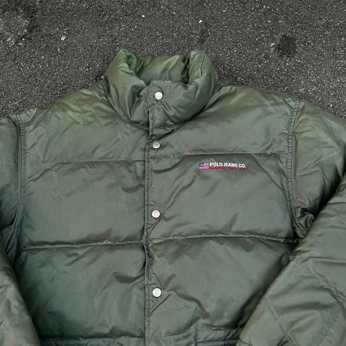 90s 폴로 올리브 그린 다운 푸퍼 자켓 올드스쿨 패딩 M L 상품이미지4