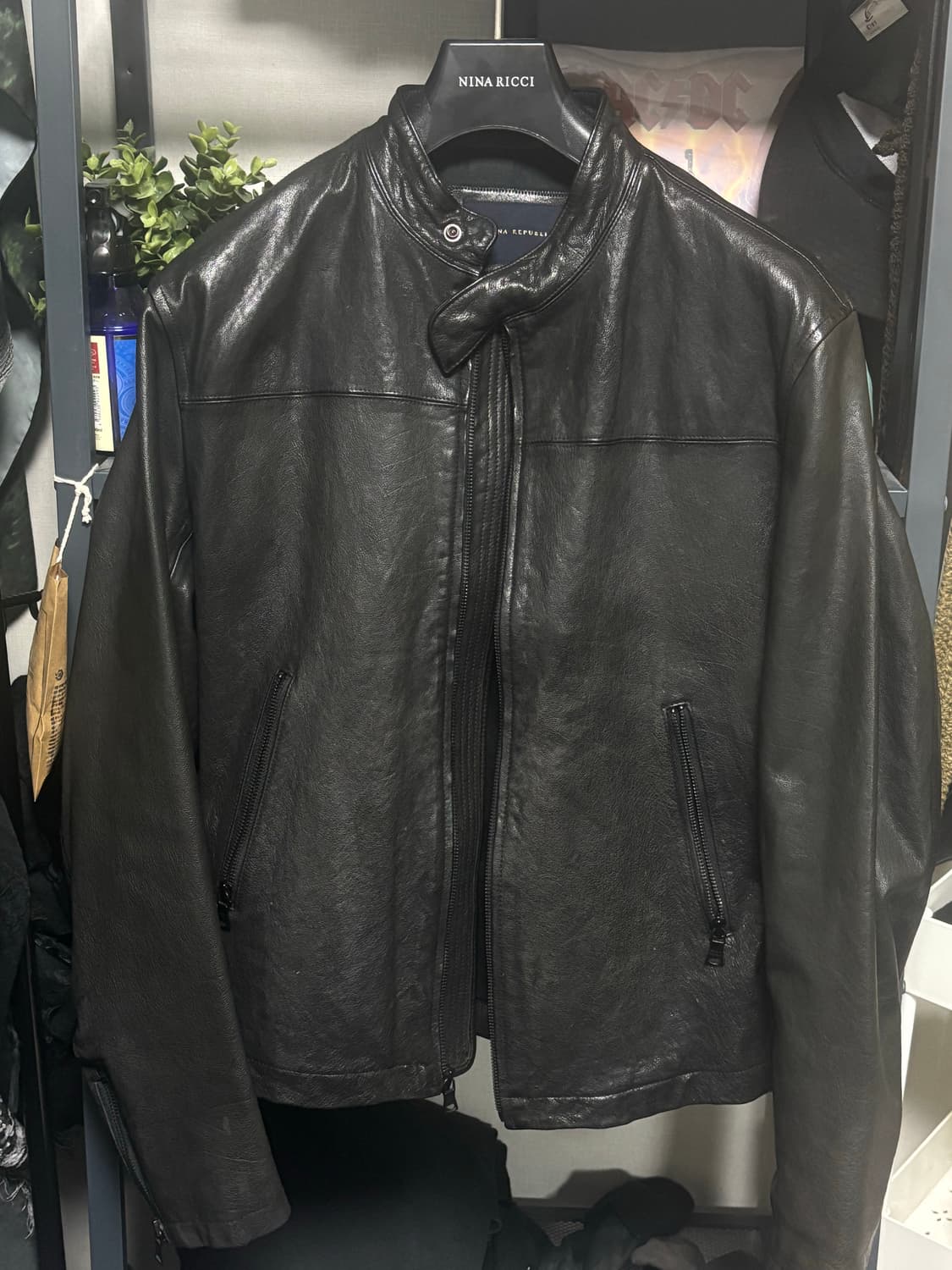 바나나리퍼블릭 카우하이드 레더자켓 블랙 상품이미지1