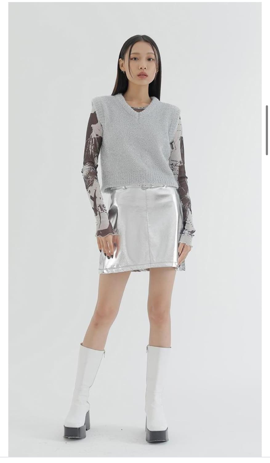 큐리티 C METALLIC V-NECK KNIT VEST 상품이미지3