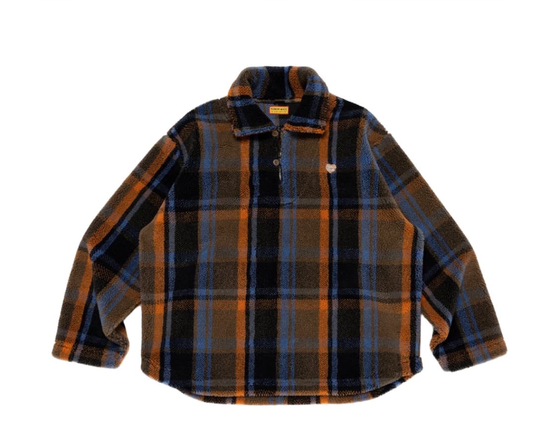 [L] 휴먼메이드 체크 플리스 풀오버 브라운 상품이미지1