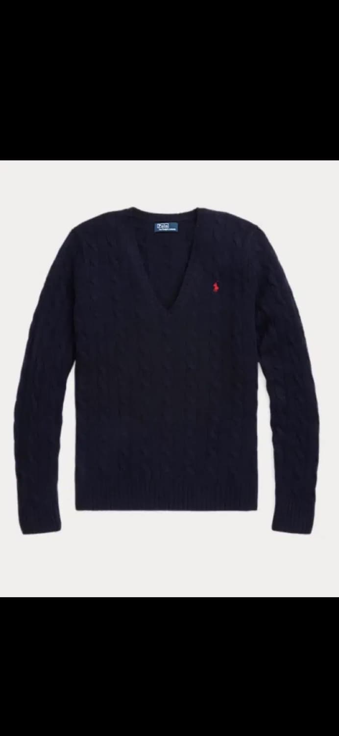 [정품]고윤정 폴로 케이블니트 V넥 스웨터-네이비 S 상품이미지2