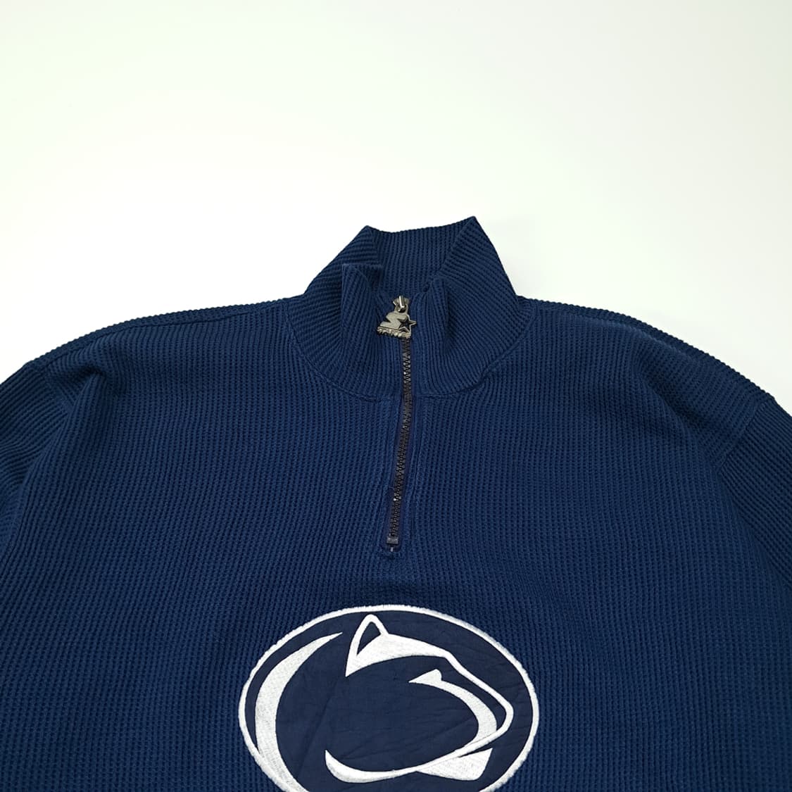 CL212 L 스타터 90s한국판 와플니트 펜스테이트 네이비 하프집업 상품이미지2