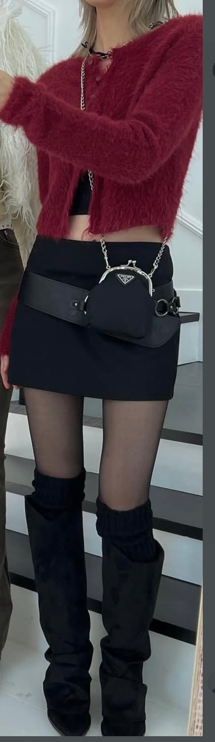 블랙업 위키 니트 가디건 버건디 상품이미지4