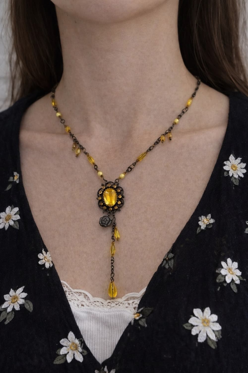 페어리 키치 러블리 y2k 무드 비즈 플라워 목걸이 상품이미지1