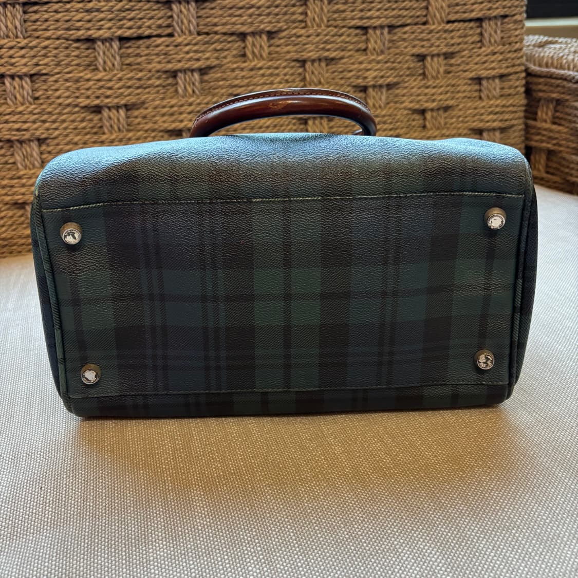 랄프로렌 블랙워치 체크 가죽 트리밍 보스턴백 토트백 상품이미지4