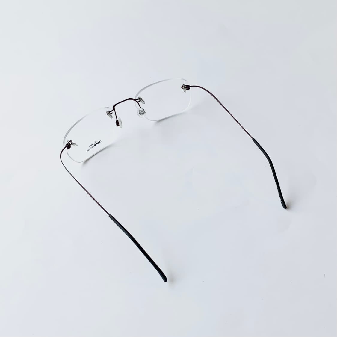 870 와인 티타늄 무테 안경 슬림 직사각 림리스 초경량 소형 데드스탁 상품이미지5