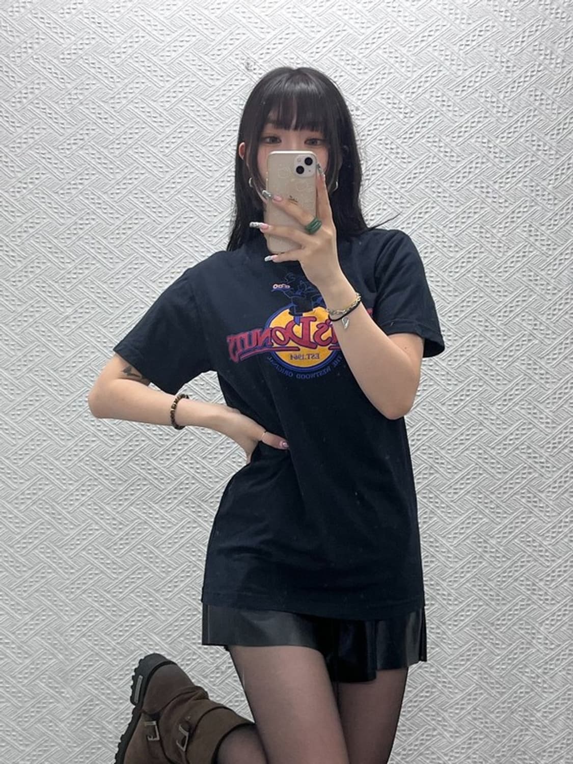 빈티지 스트릿 캐주얼 키치 스탠즈 도넛 프린팅 반팔티 L C12652 상품이미지1