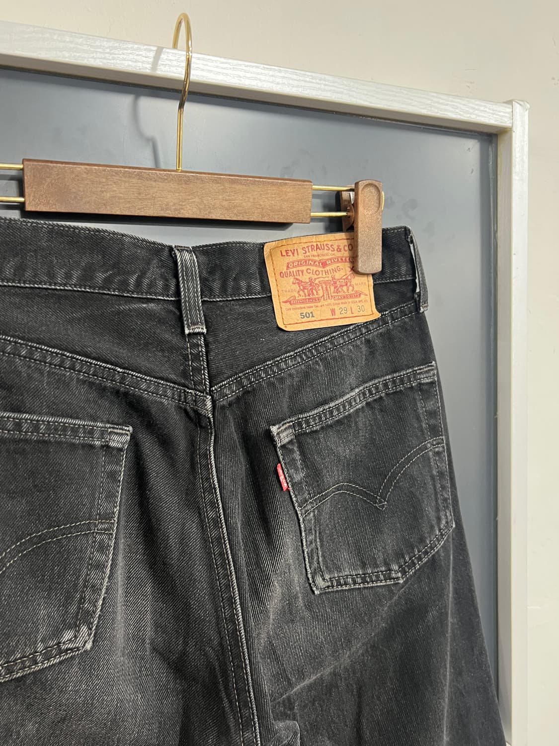 90s USA Levis 리바이스 501 스트레이트 흑청 데님 팬츠 상품이미지2