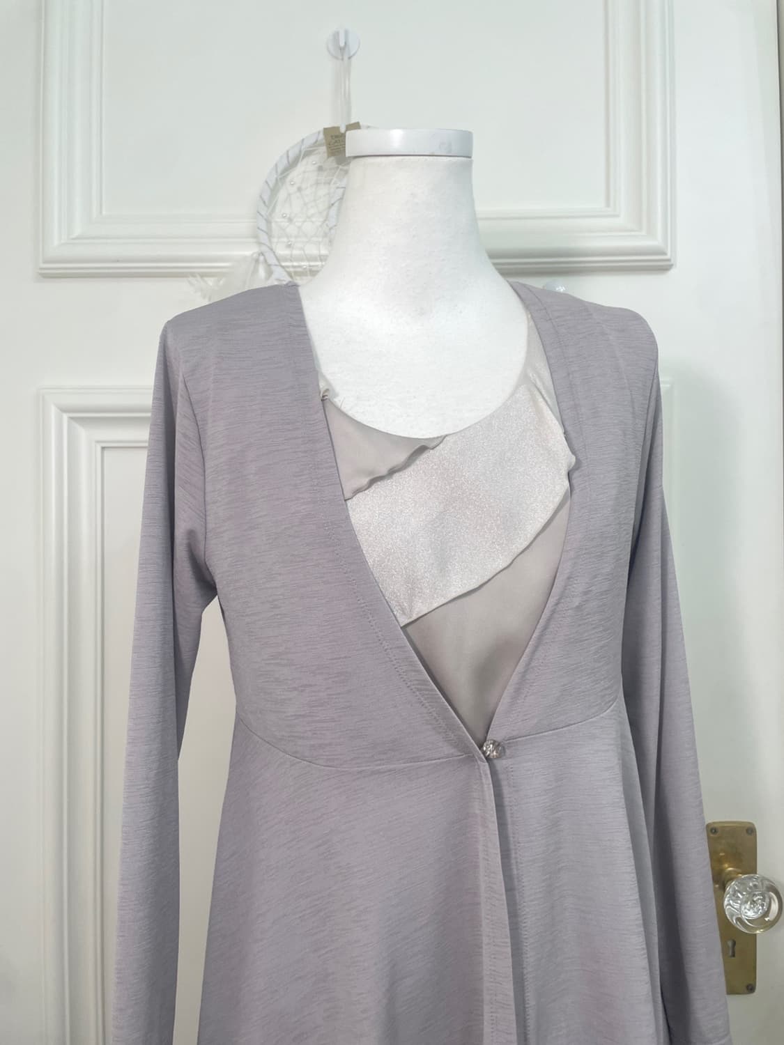 mute lavender crystal button long cardig 상품이미지6