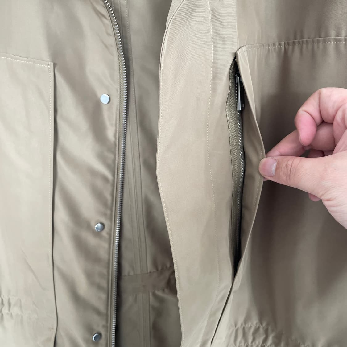 코스 녹갈색 후드 야상 점퍼 코트 상품이미지6