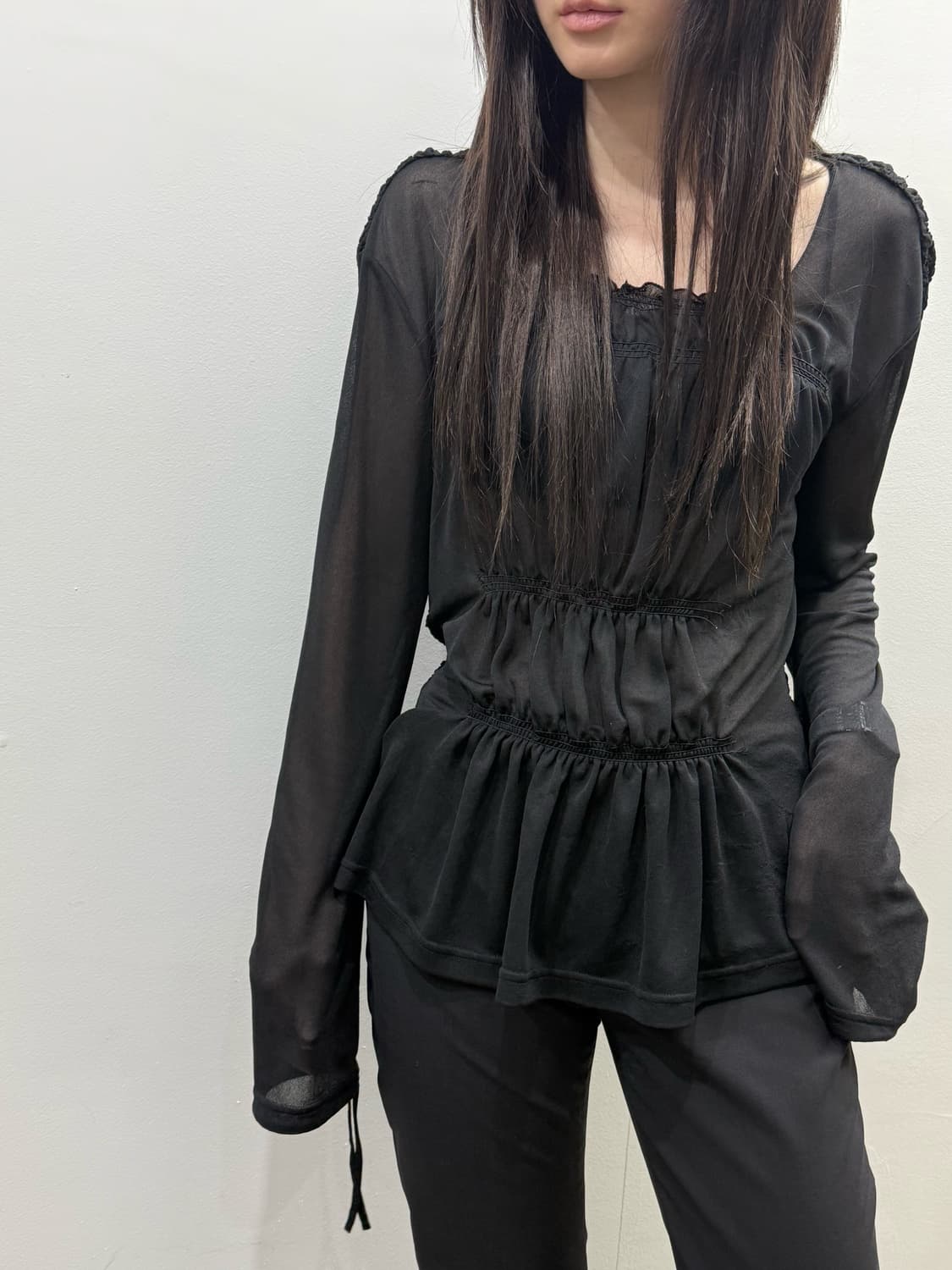 장 폴 고티에 아카이브 투톤 시스루 블라우스 상품이미지1