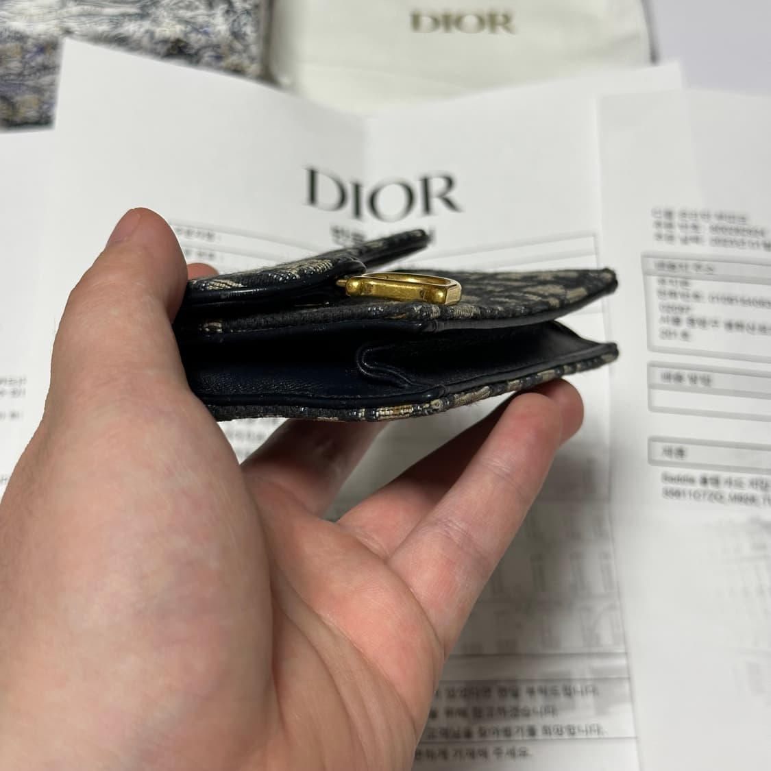 [풀구성] 디올 오블리크 새들 플랩 카드지갑 베이지 상품이미지6