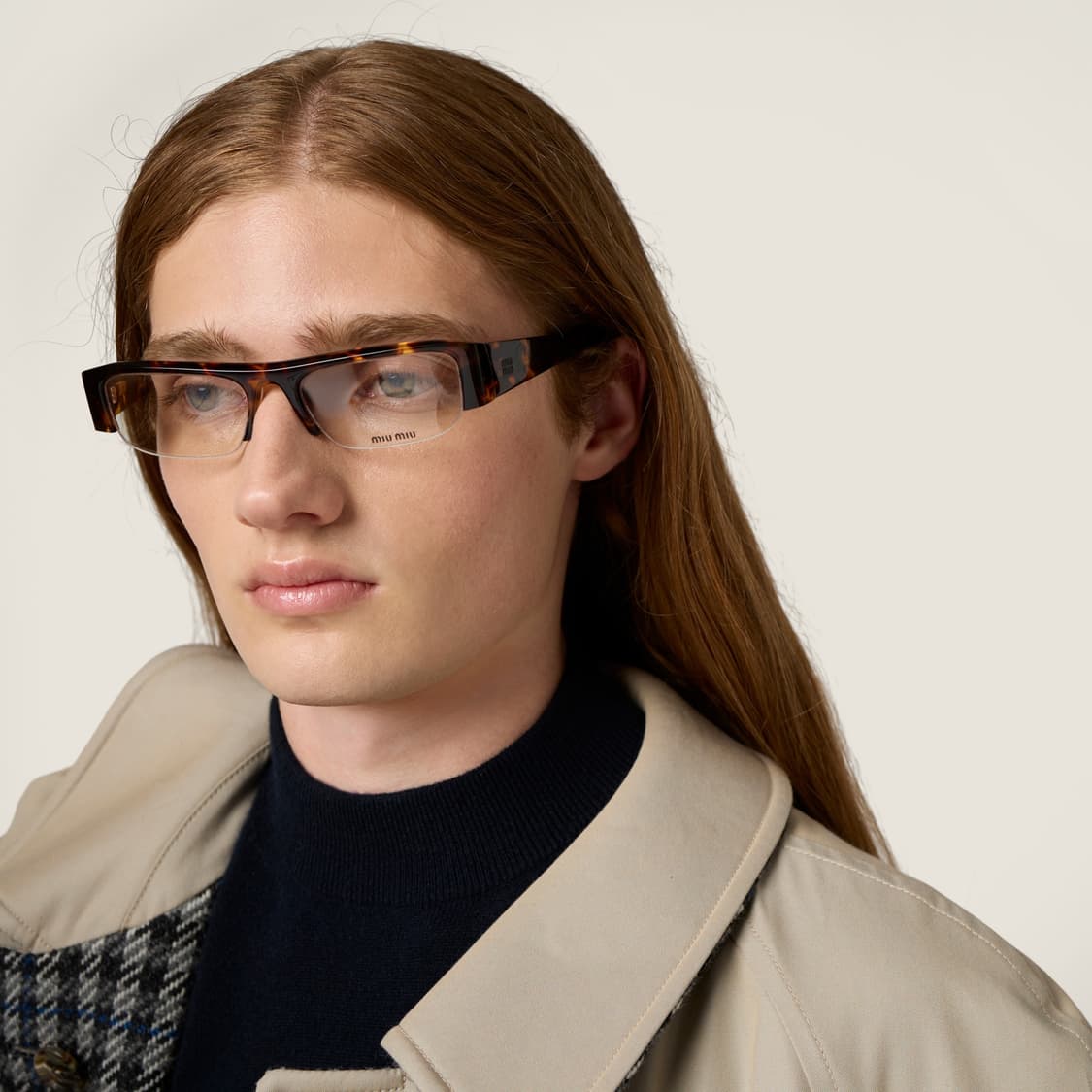 (새제품) 미우미우 miu miu 리버서블 트윌 및 체크 트렌치 코트 4 상품이미지4