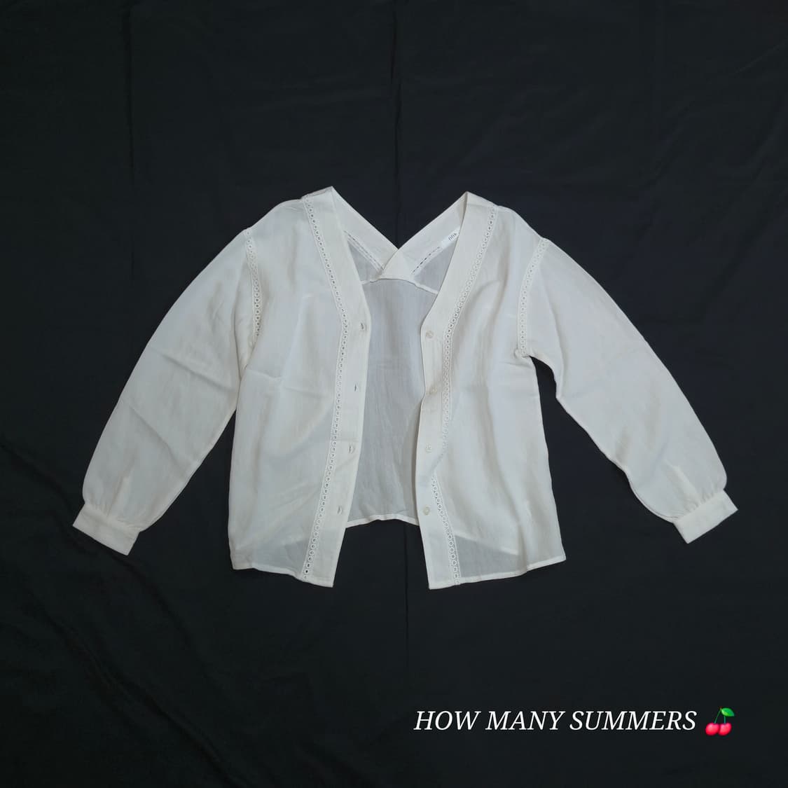 피프스 fifth 브이넥 펀칭 레이스 블라우스 아일렛 자수 긴팔 화이트 상품이미지1