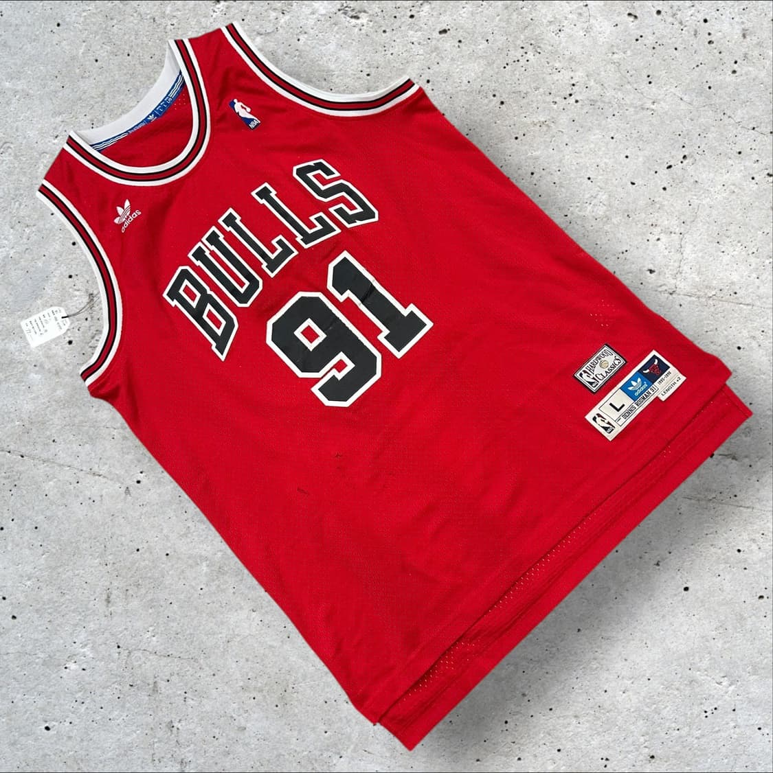 [L] 아디다스 데니스 로드먼 91번 불스 NBA 농구 유니폼 B60 상품이미지1