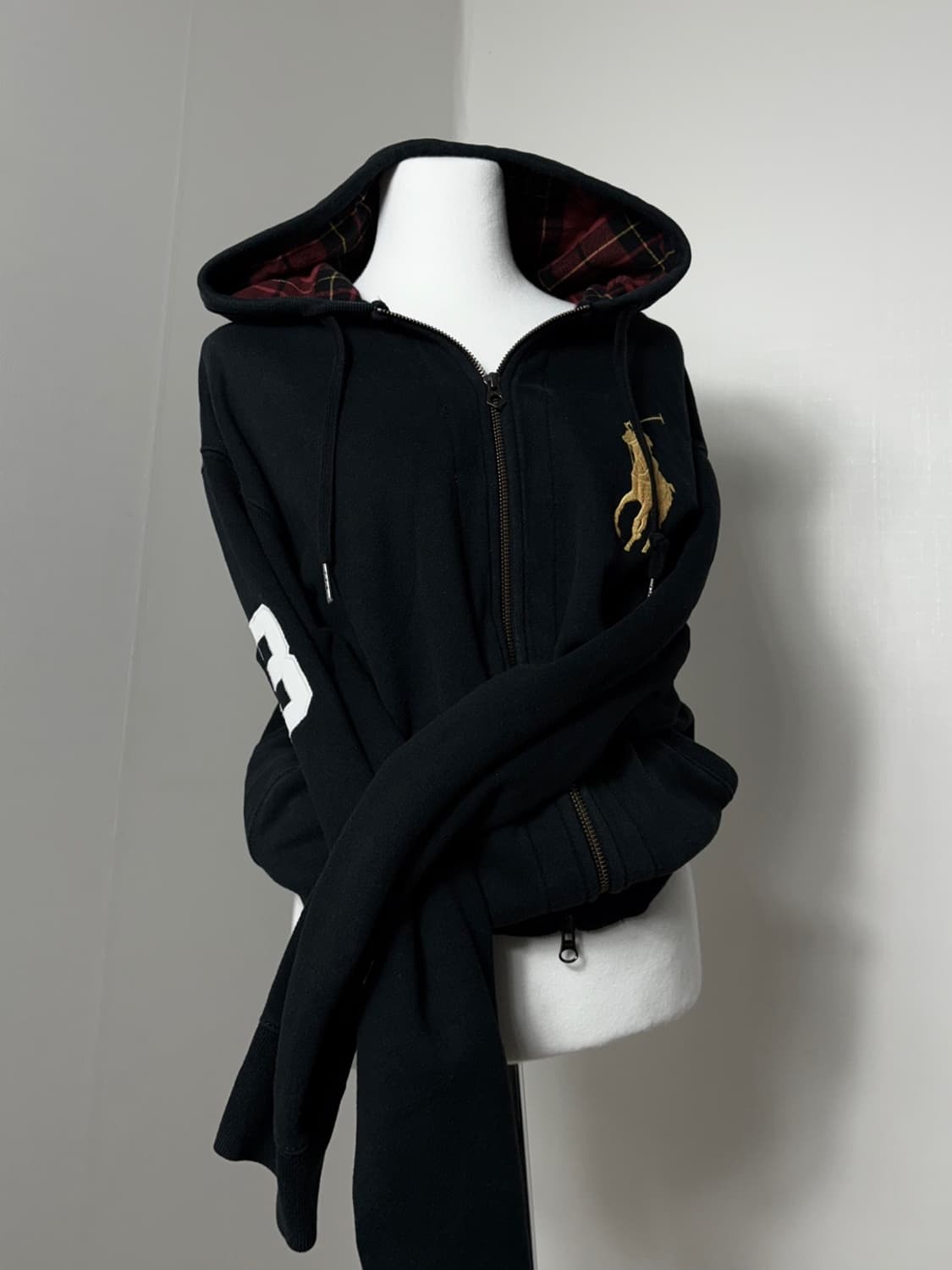 폴로 체크후드 빅포니 후드집업 상품이미지1