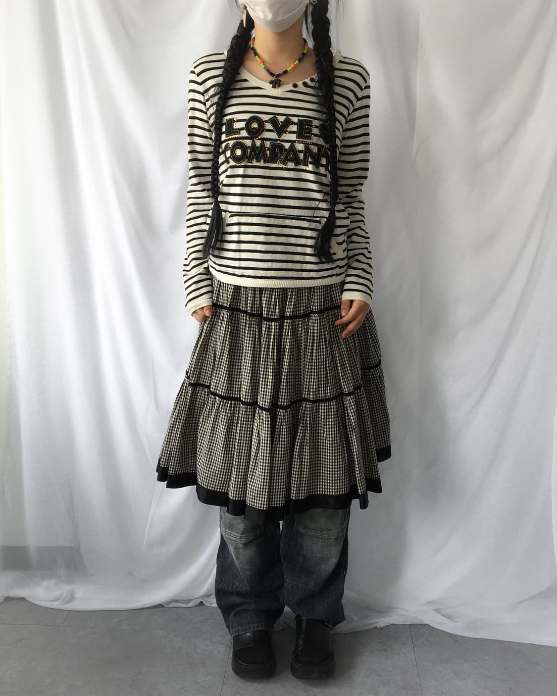 Lettering patch point stripe pattern hoo 상품이미지10