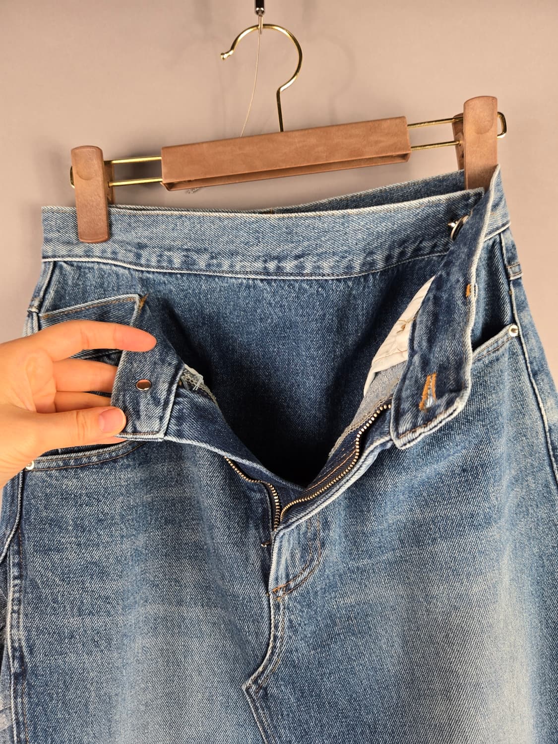 엘런아크 S 언발란스 롱 플레어 데님 청 스커트 치마 상품이미지7