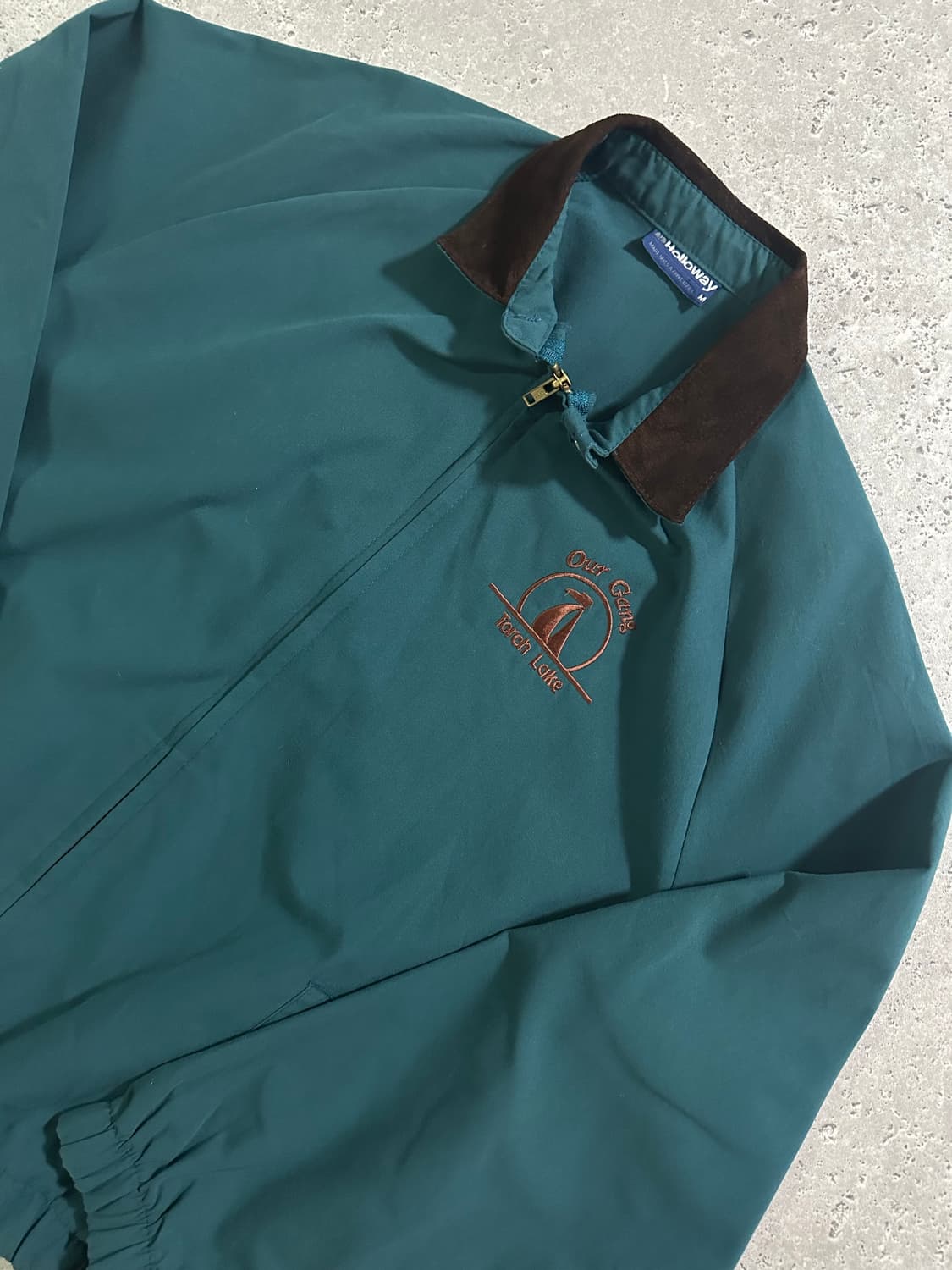 90sUSA 그린 스웨이드 카라 상품이미지1