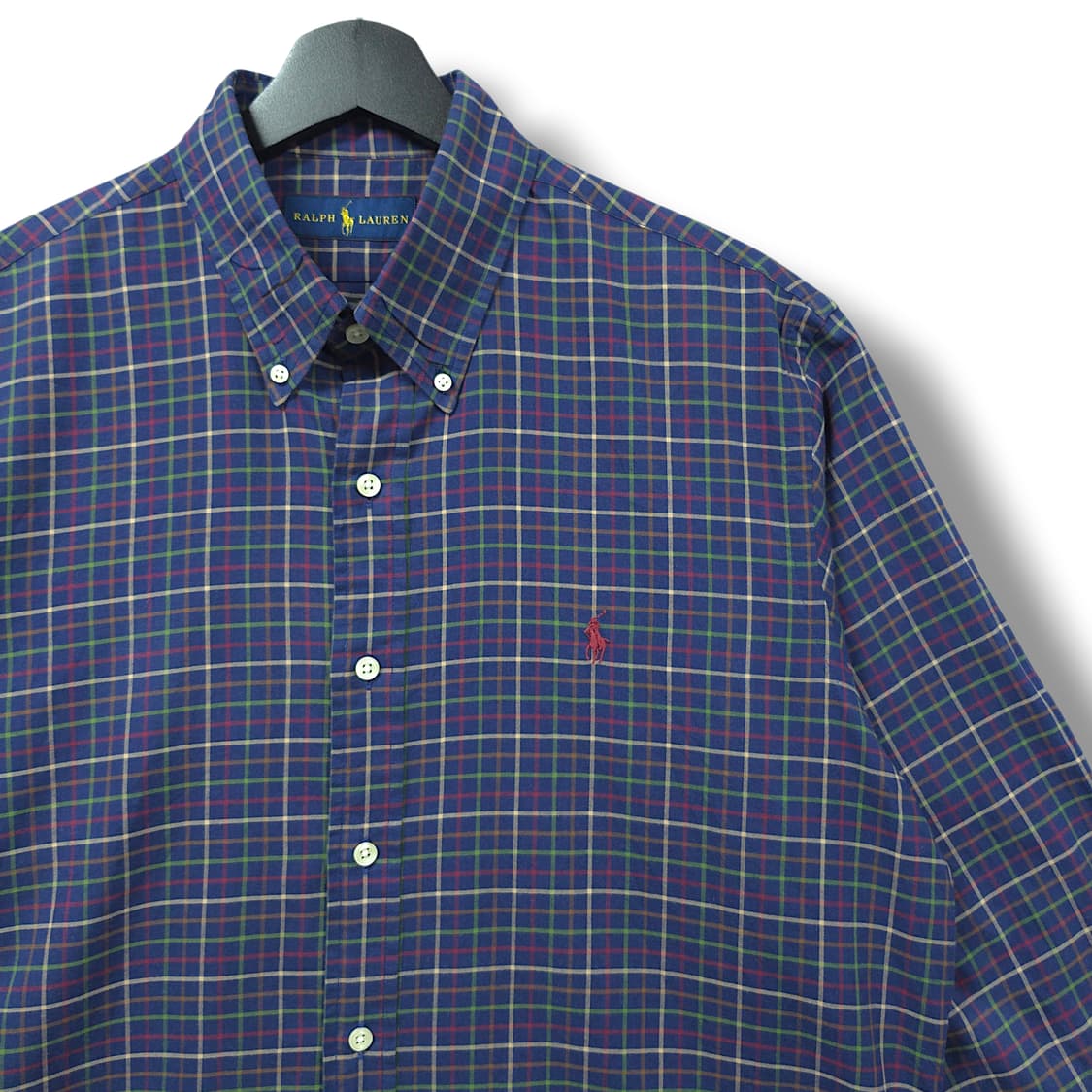 [L] 폴로 네이비 타탄체크 버건디포니 코튼 긴팔셔츠 상품이미지3