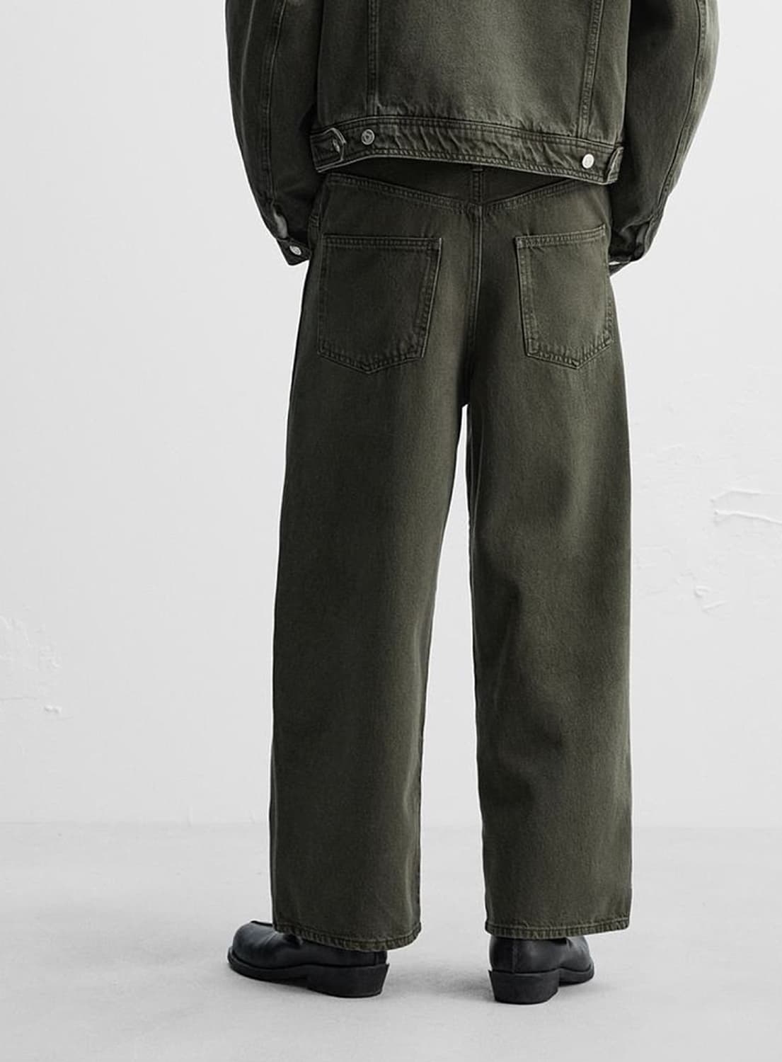 자라 나누시카 와이드 레그 크롭 카키 데님  상품이미지3