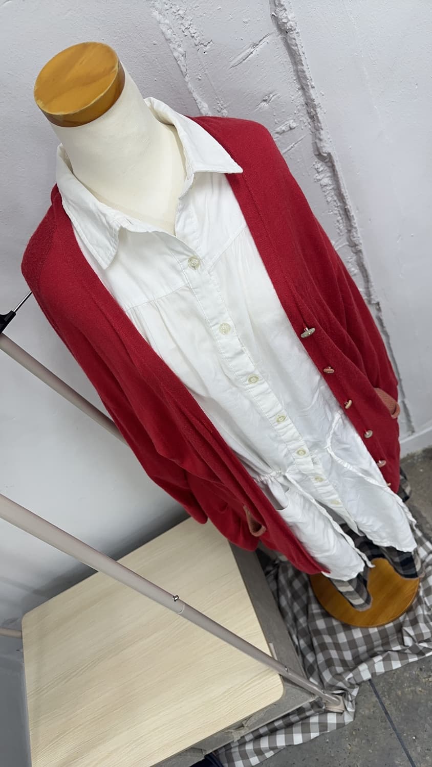 🧋바선생 핏 레드 가디건 레이어드 코디세트 🧋하구미 그런지 원피스  상품이미지4