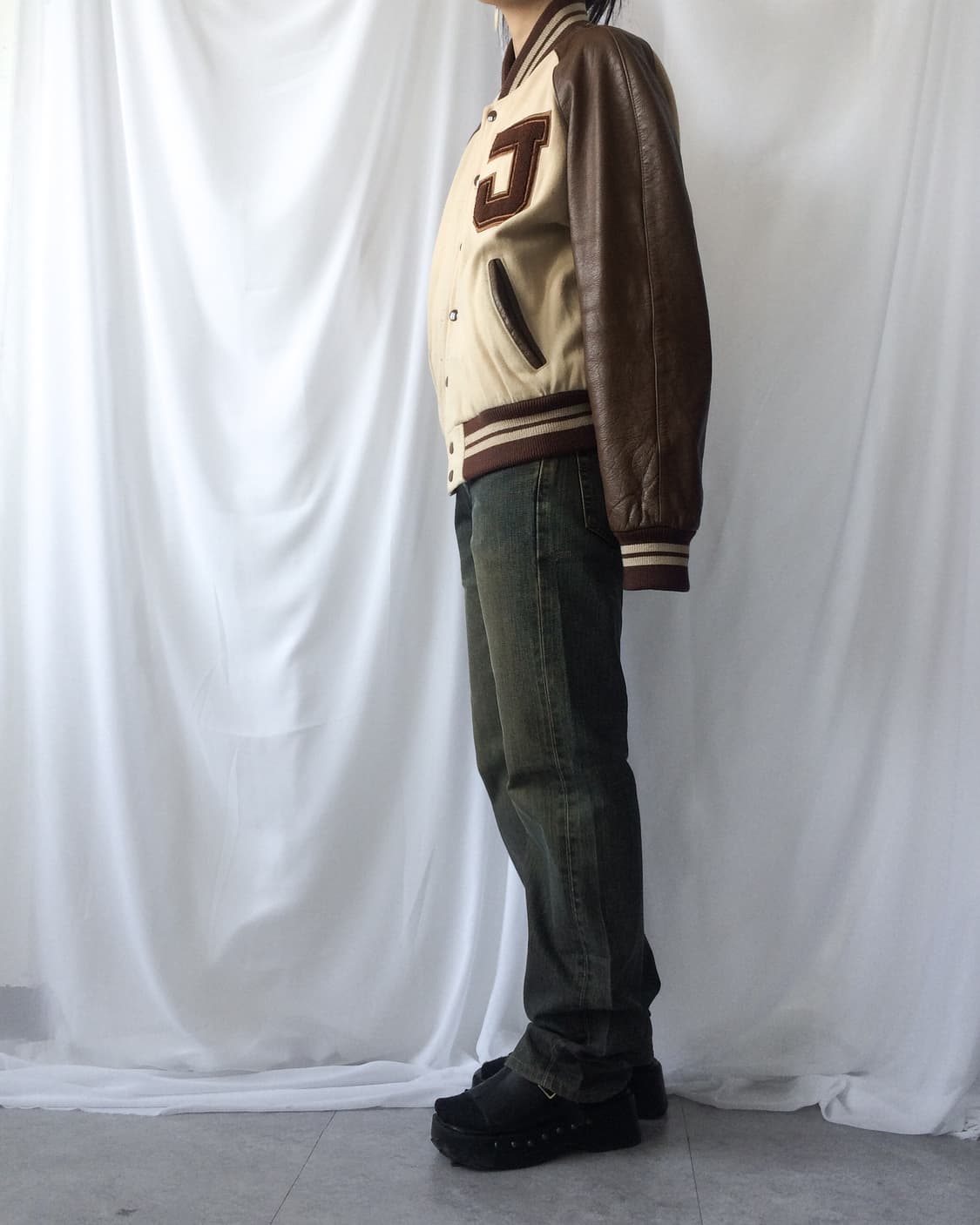 Leather layer varsity jacket 상품이미지9