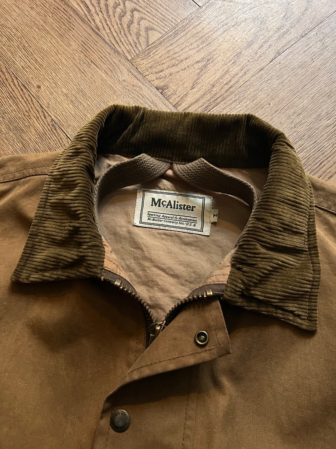 [M]90's USA 빈티지 브라운 왁스드 숏 헌팅 자켓 상품이미지2