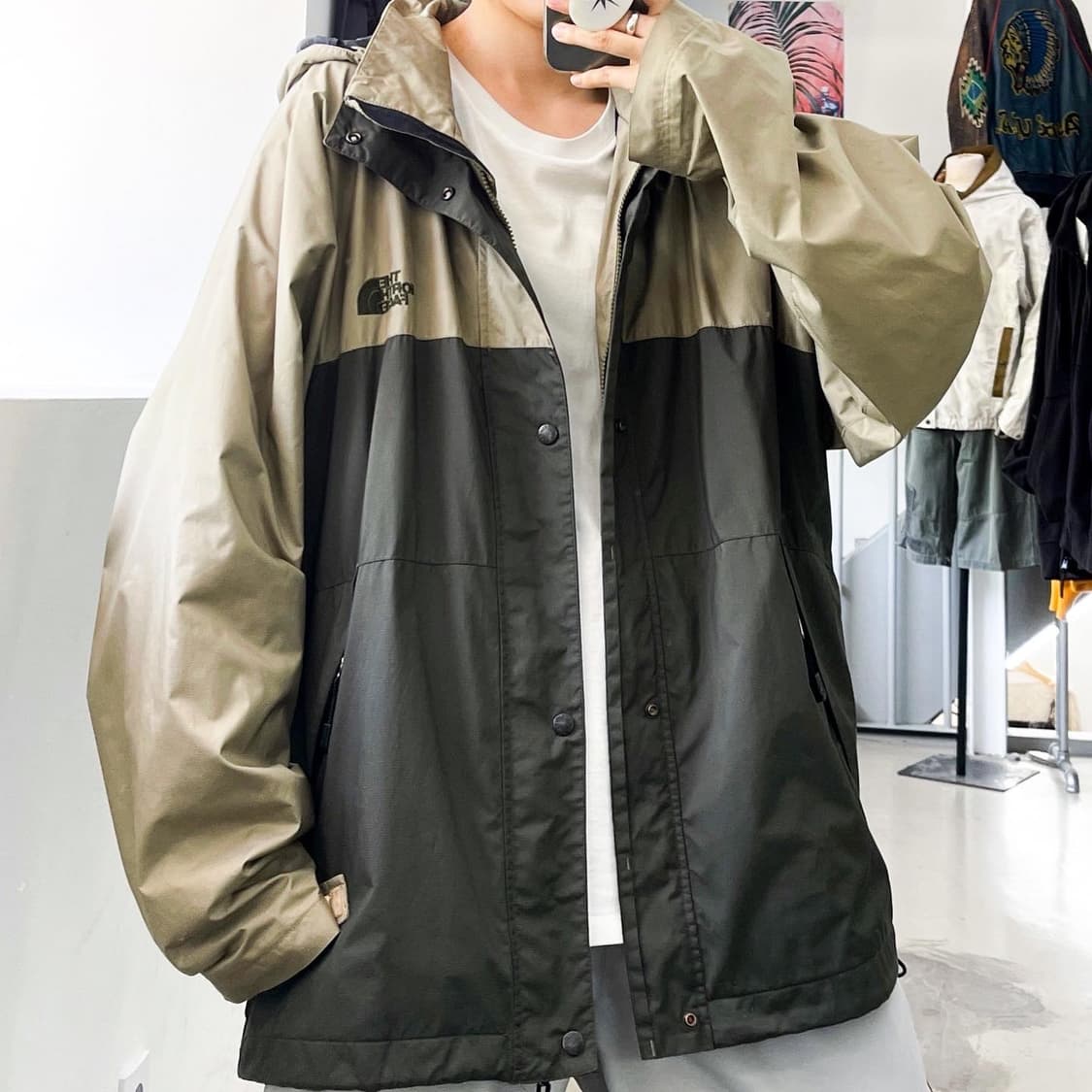 노스페이스 베이지&카키 오버사이즈 마운틴 후드 자켓 상품이미지2