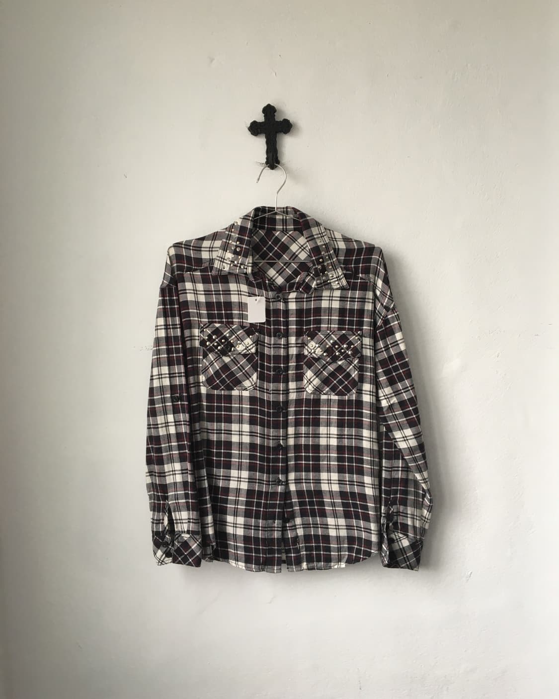 Stud point check pattern shirt 상품이미지2