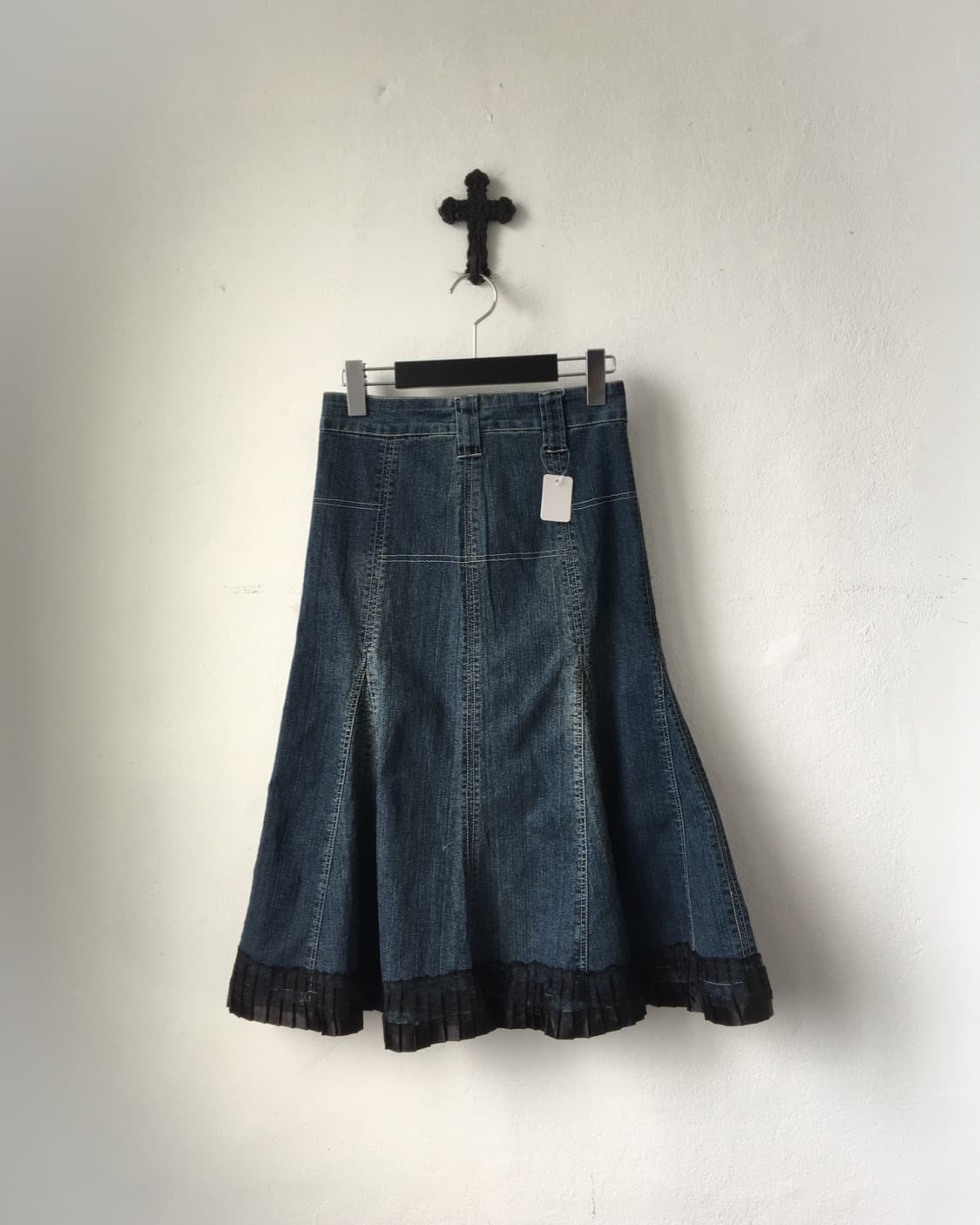 Lace trimming denim skirt 상품이미지1