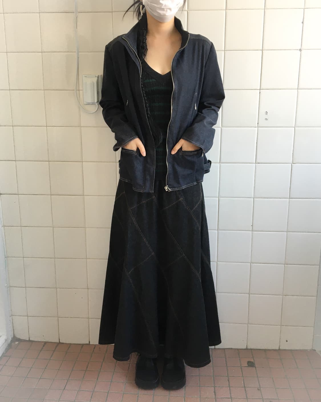 High neck denim zip up jacket 상품이미지7