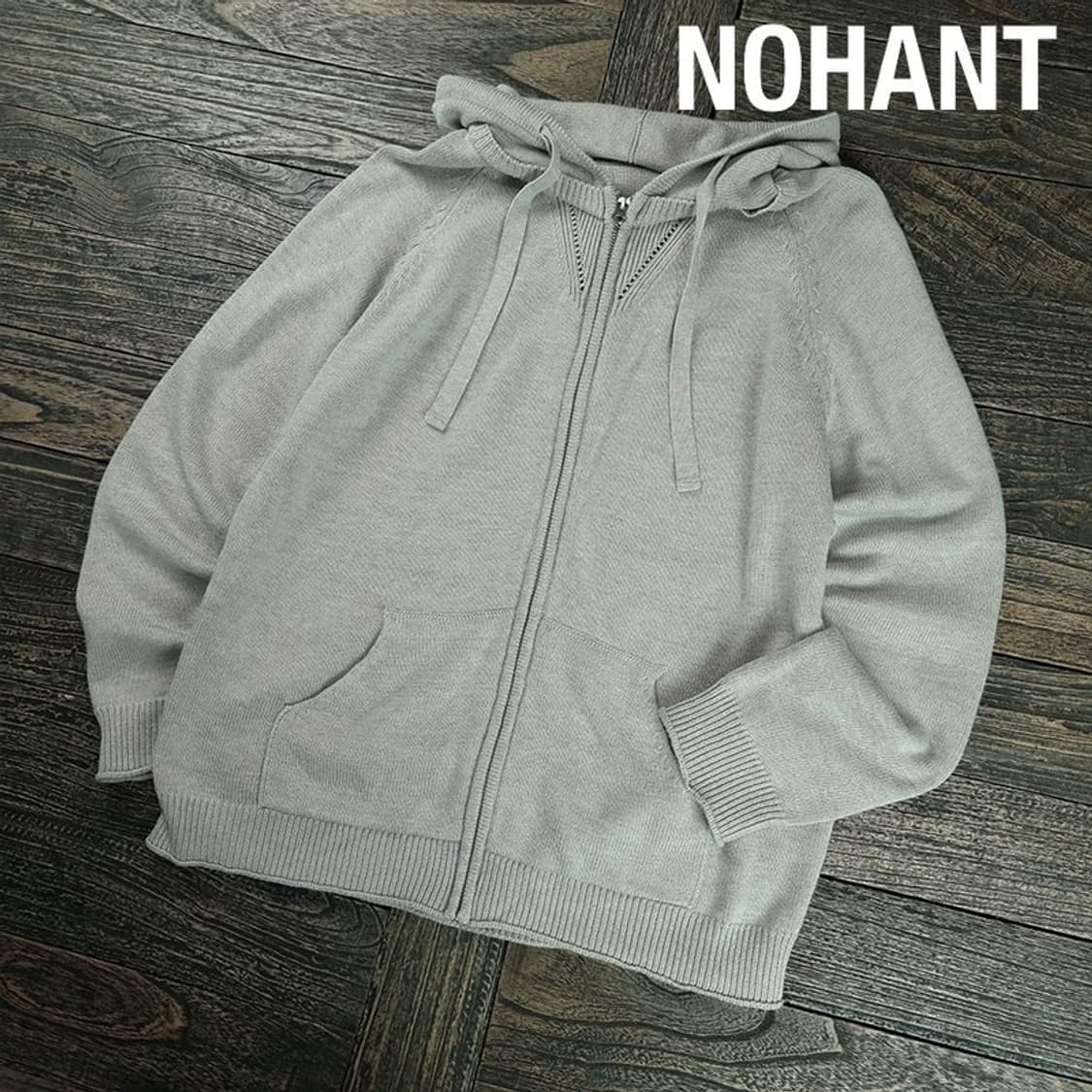 [노앙] 니트 후드 집업 베이지 M19470 상품이미지1