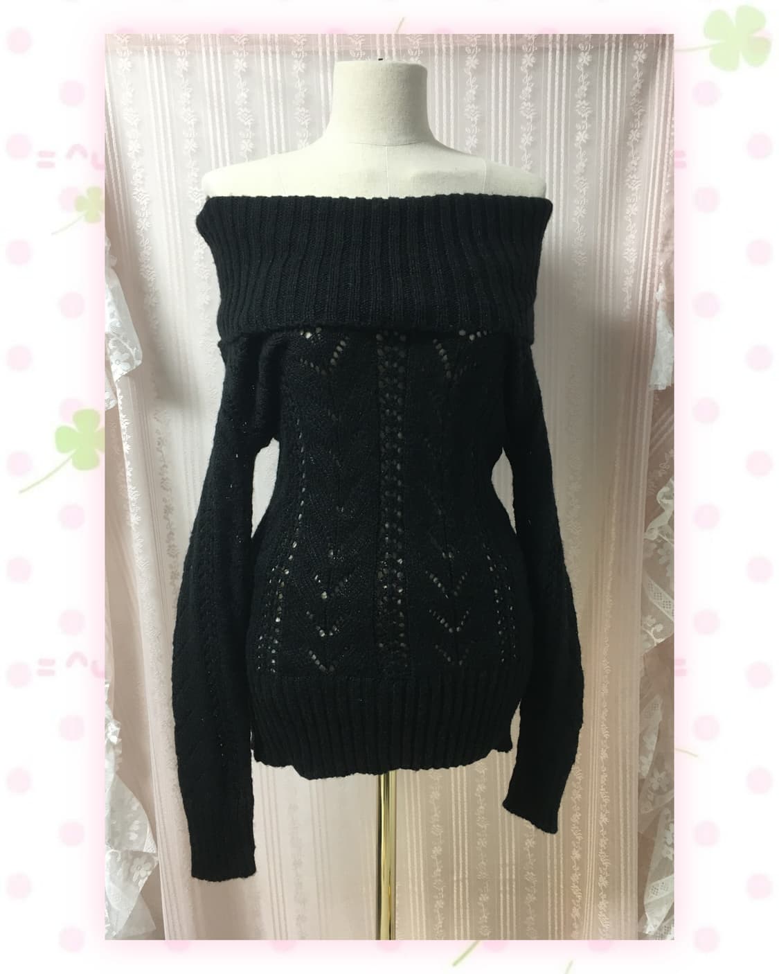 블랙 글리터 오프숄더 니트 상품이미지1