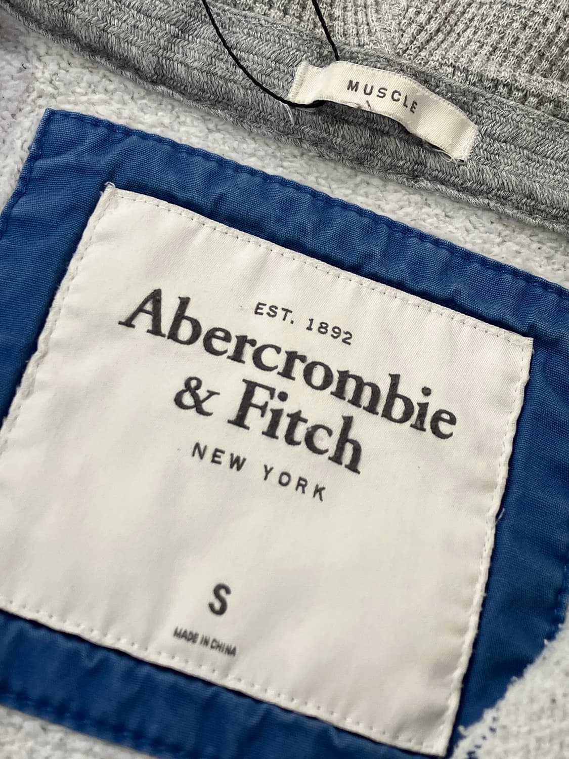 아베크롬비 데님 빅패치 와플 후드집업 그레이 S  #csz2514  상품이미지4