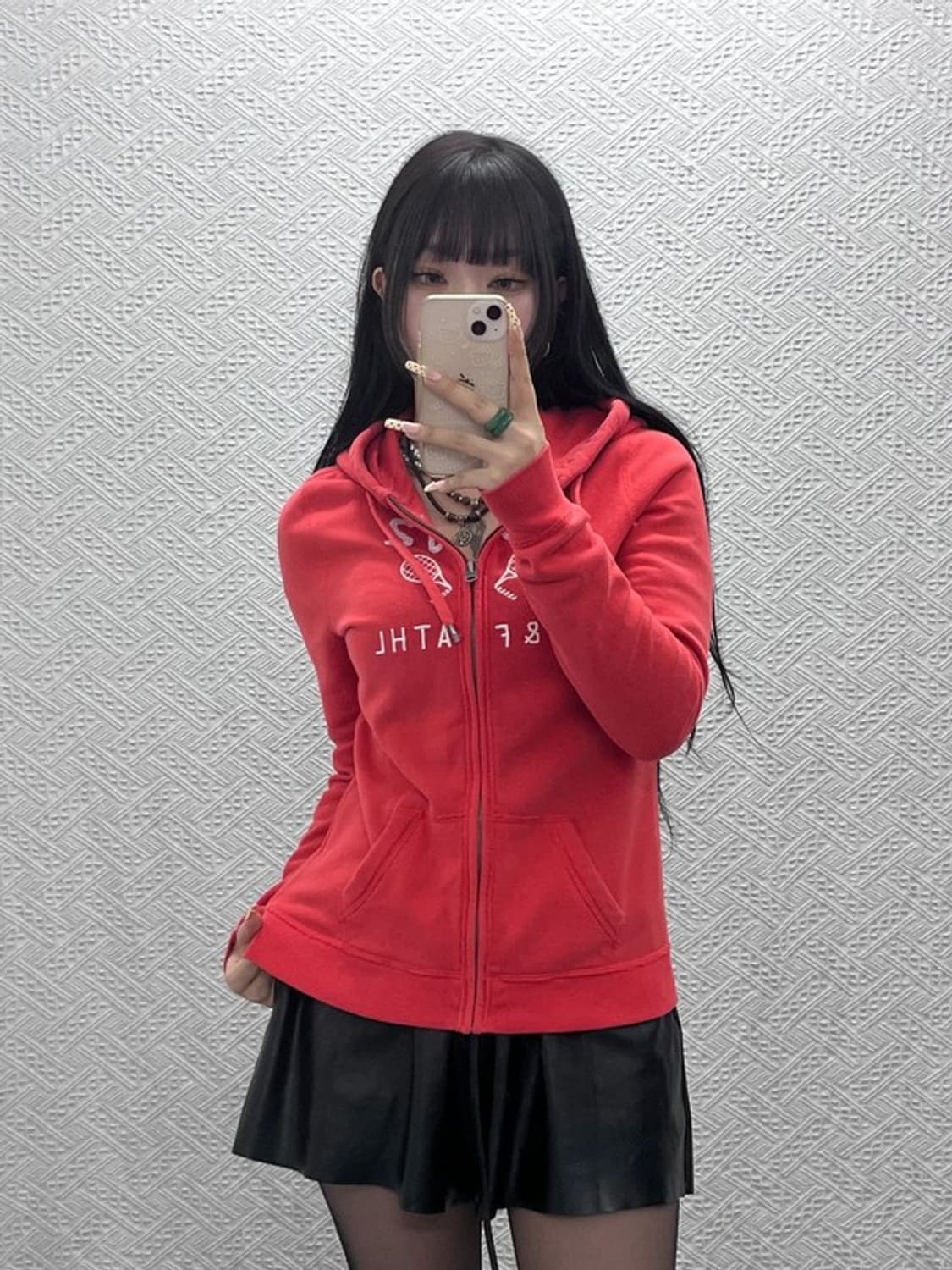 아베크롬비 레트로 Y2K 라켓 코랄 오렌지 기모 후드집업 M C09629 상품이미지1