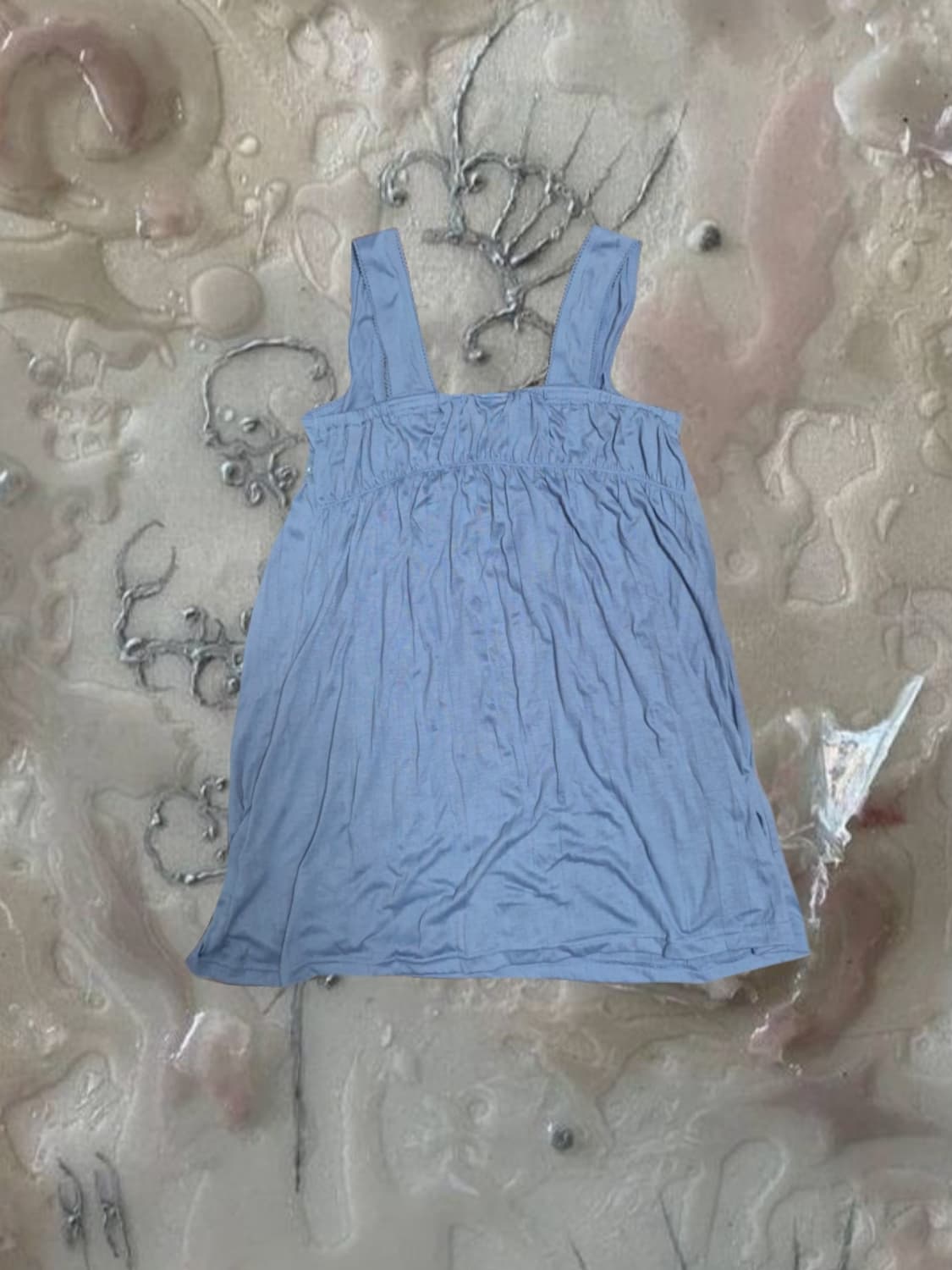 빈티지 레이스 뮤트 블루 슬립 슬리브리스 나시 엑시즈팜 상품이미지2