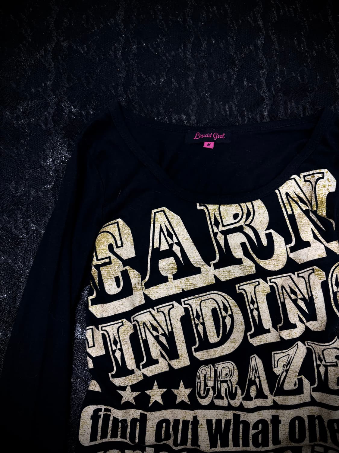 “Vintage”Y2K Print Black Slim Fit Sleeve 상품이미지4