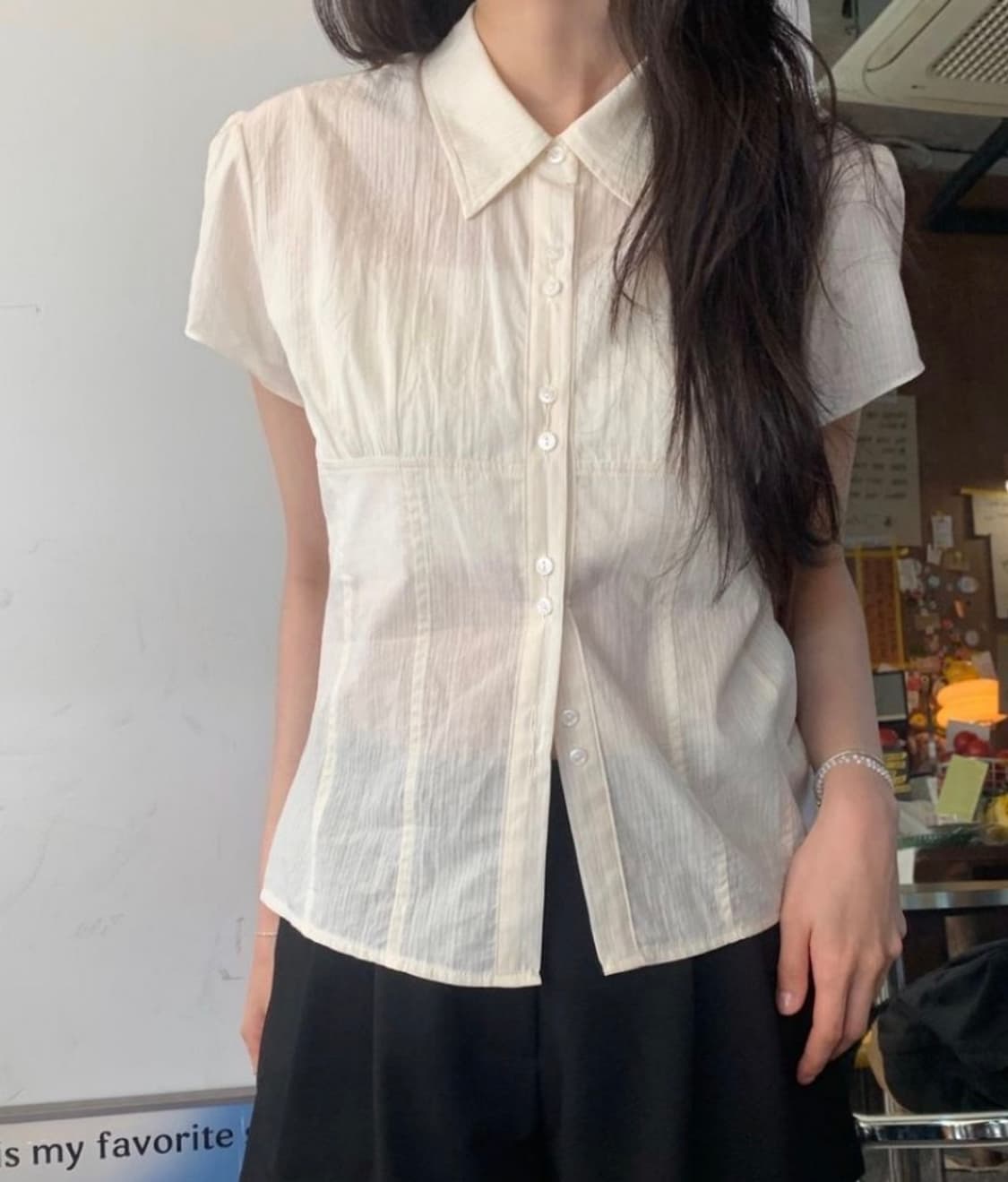 지그재그 여름 카라 블라우스 모리걸 상품이미지3