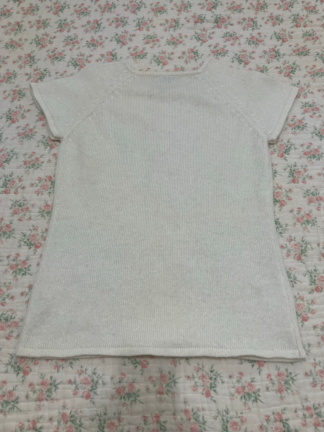 빈티지 화이트 펄 니트 반팔 1111 모리걸 y2k 스트릿 갸루 펑키 일 상품이미지4