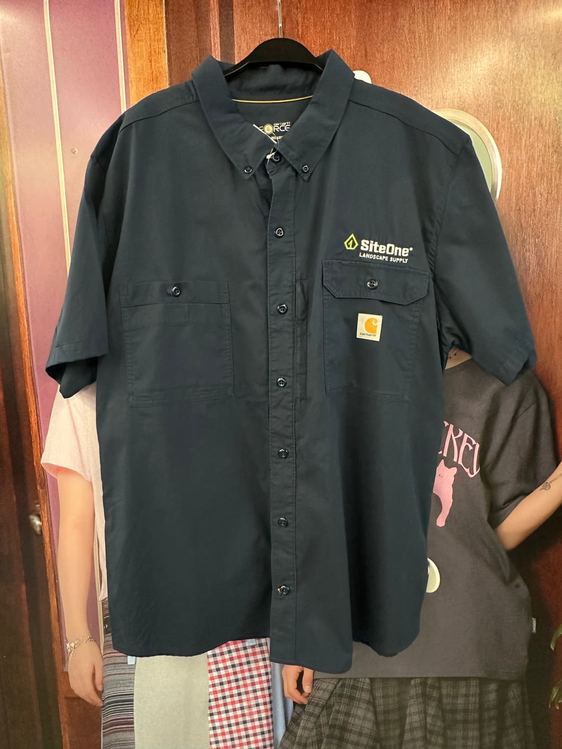 CARHARTT 칼하트 네이비 포켓 반팔셔츠 상품이미지1
