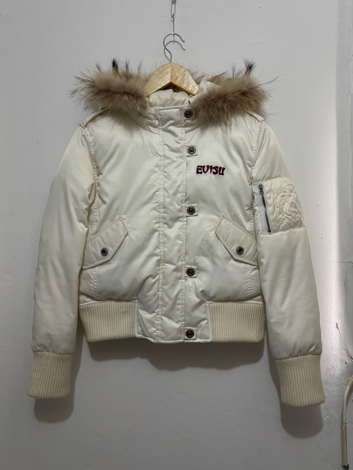 Evisu White Fur Hood Short Padded Jacket 상품이미지6