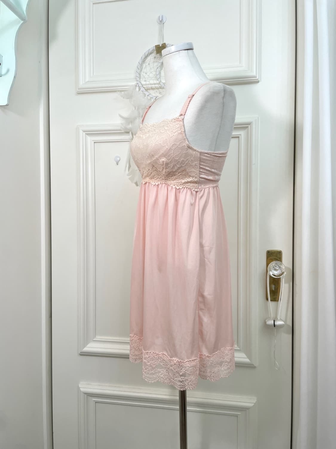 coralpink lace satin slip opc 상품이미지2