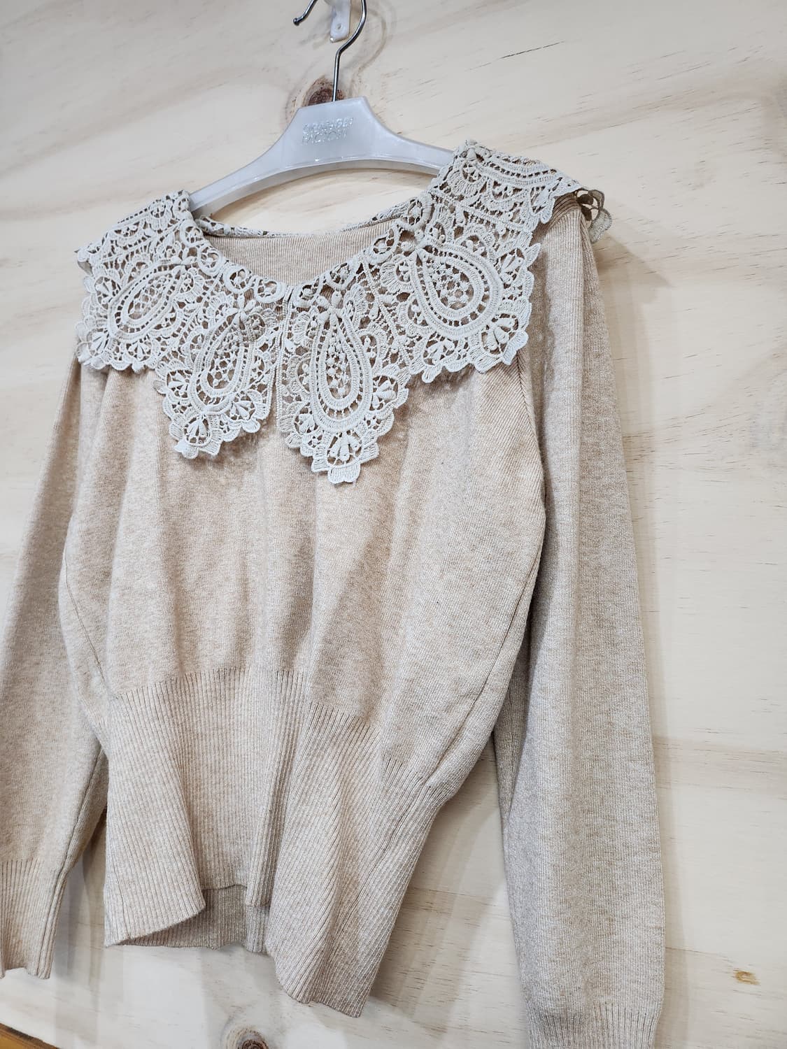 177) 레이스 칼라 니트 베이지 상품이미지3