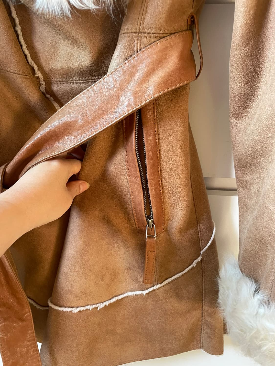 [새상품] JILLSTUART 질스튜어트 양털 퍼 칼라 카멜 무스탕 코트 상품이미지8