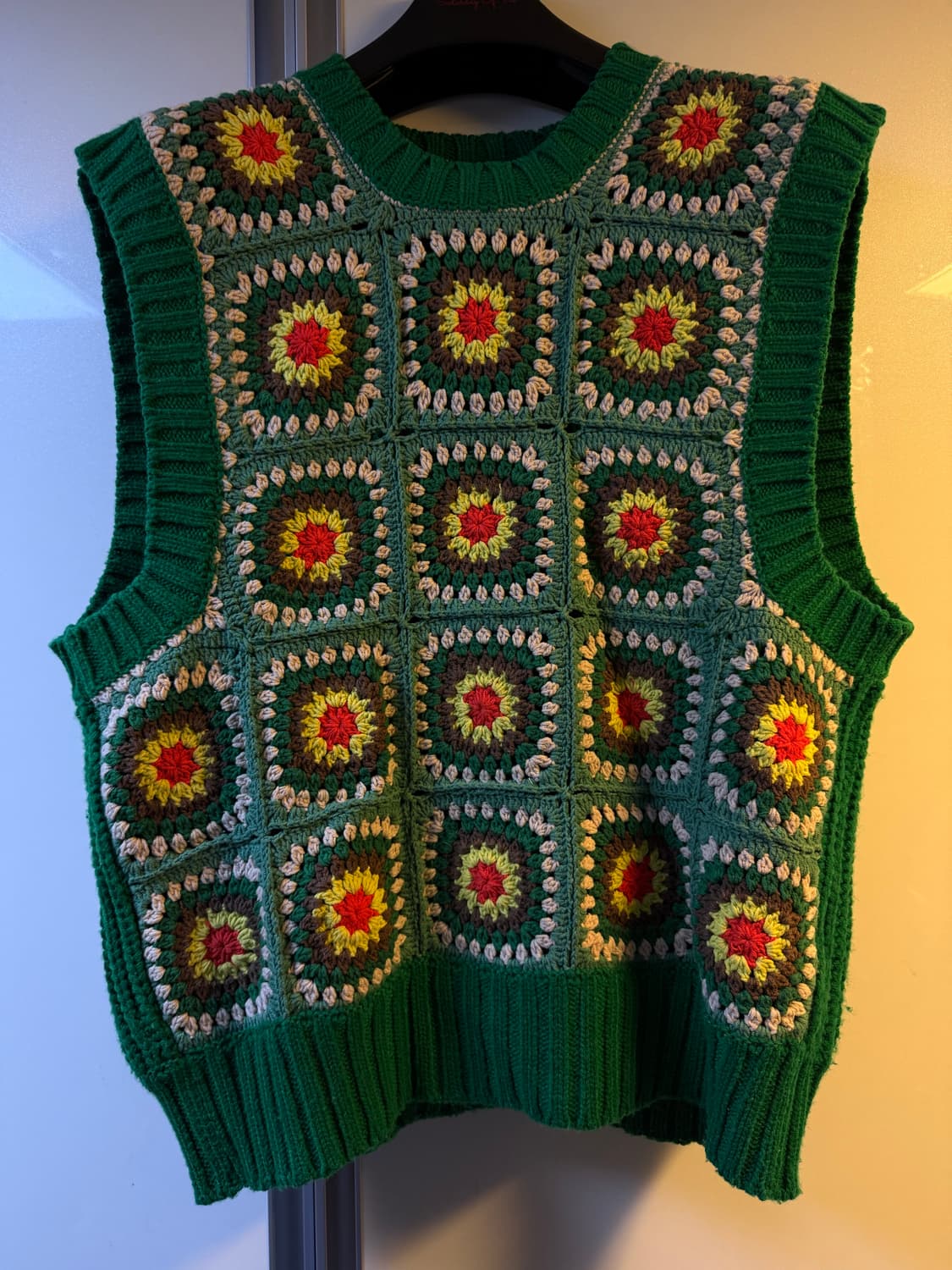 STU 크로쉐 니트 베스트 그린 OS 상품이미지1