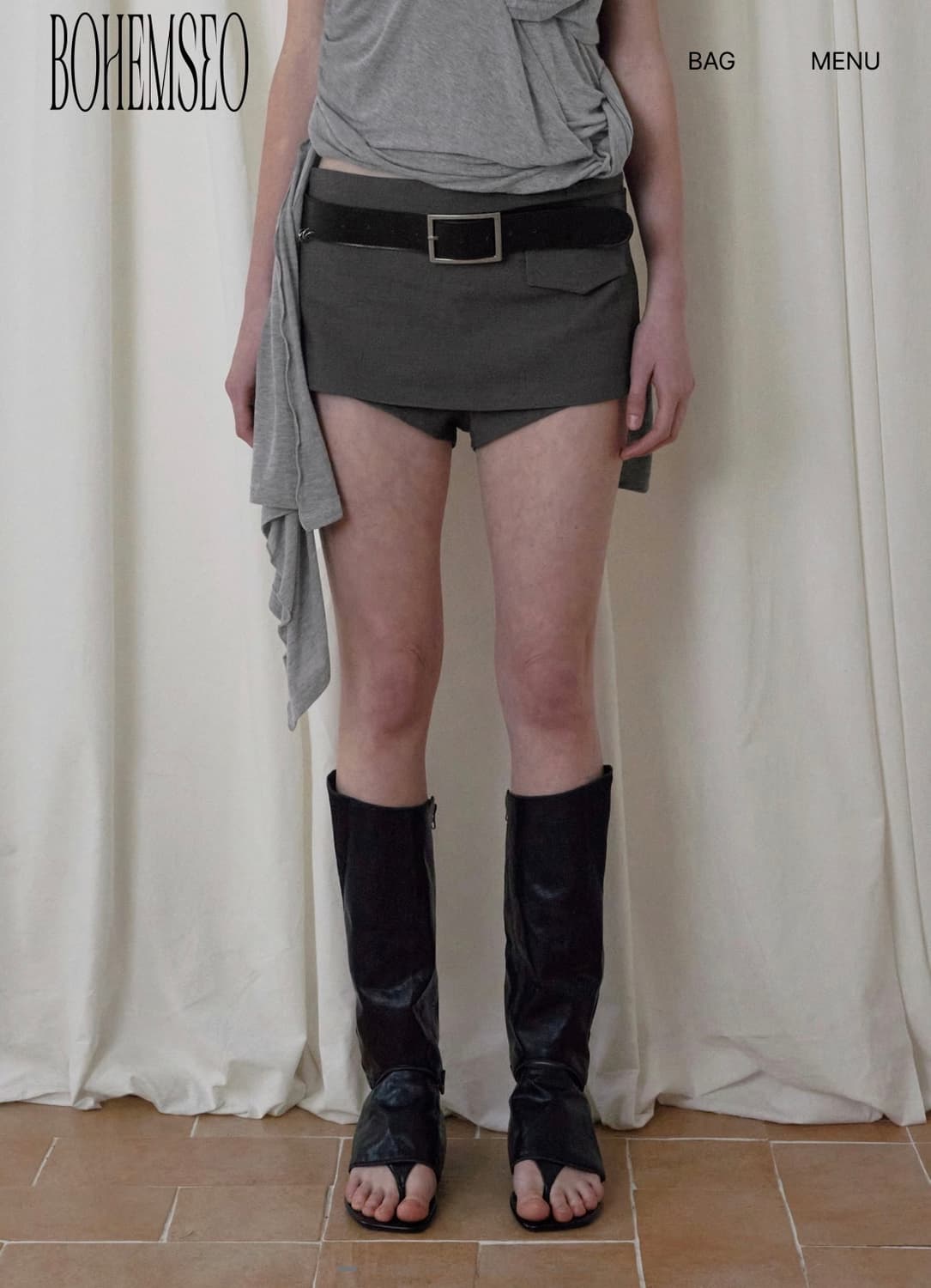 보헤미안서울 26ss 오블리크 스커트 팬츠-새상품 상품이미지2