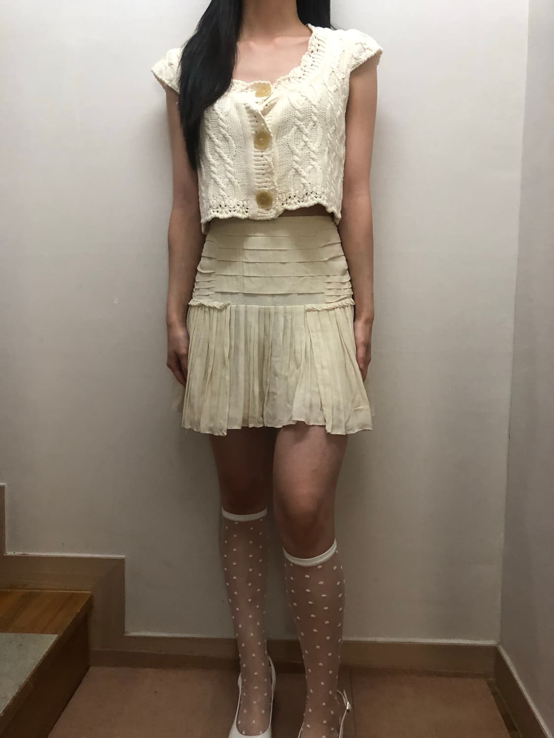 빈티지 베이지 플리츠 미니 스커트 상품이미지6