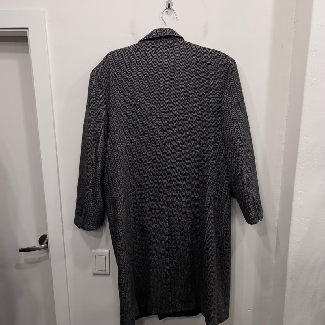 런던포그 울 헤링본 투톤 롱 더블코트 상품이미지5