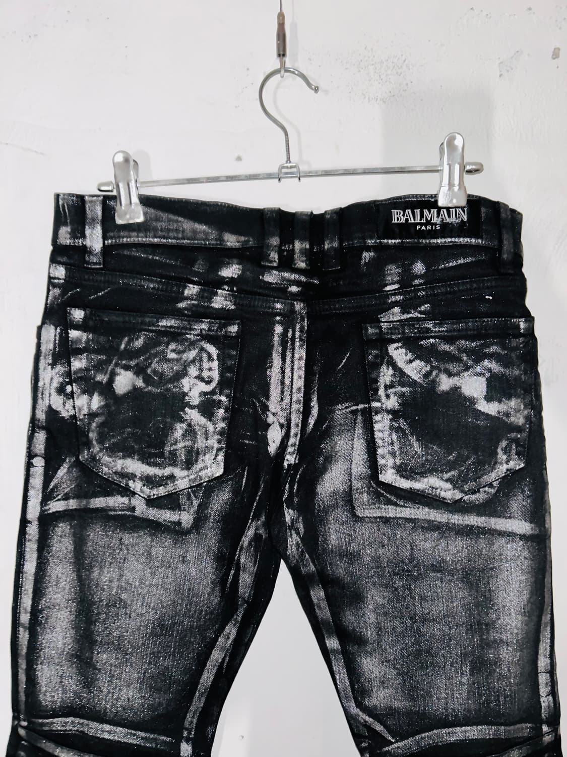 Balmain 발망 실버 코팅 바이커 진 상품이미지4